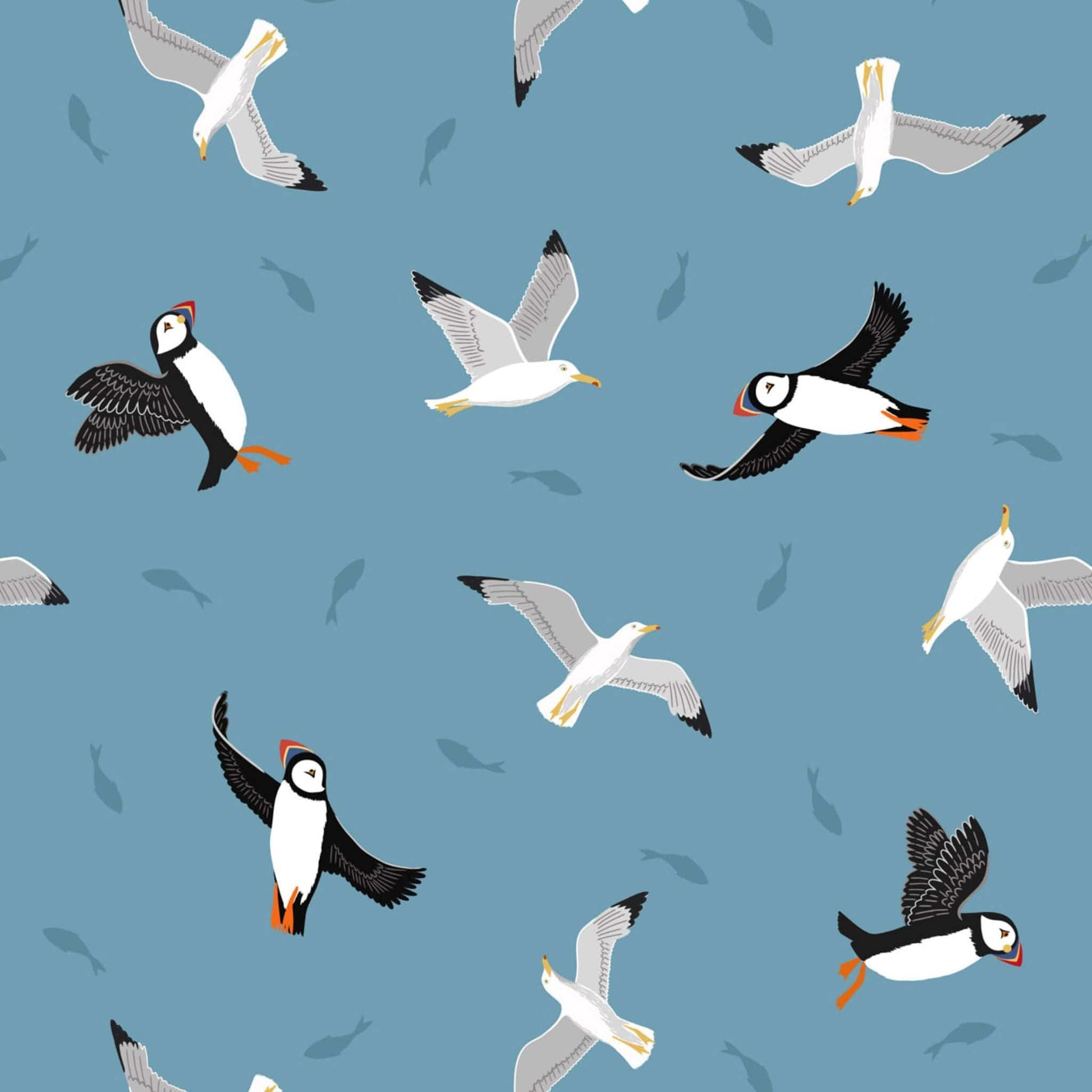 Fabric Beach Huts on cream cotton - Small Thing Coastal - Lewis & Irene