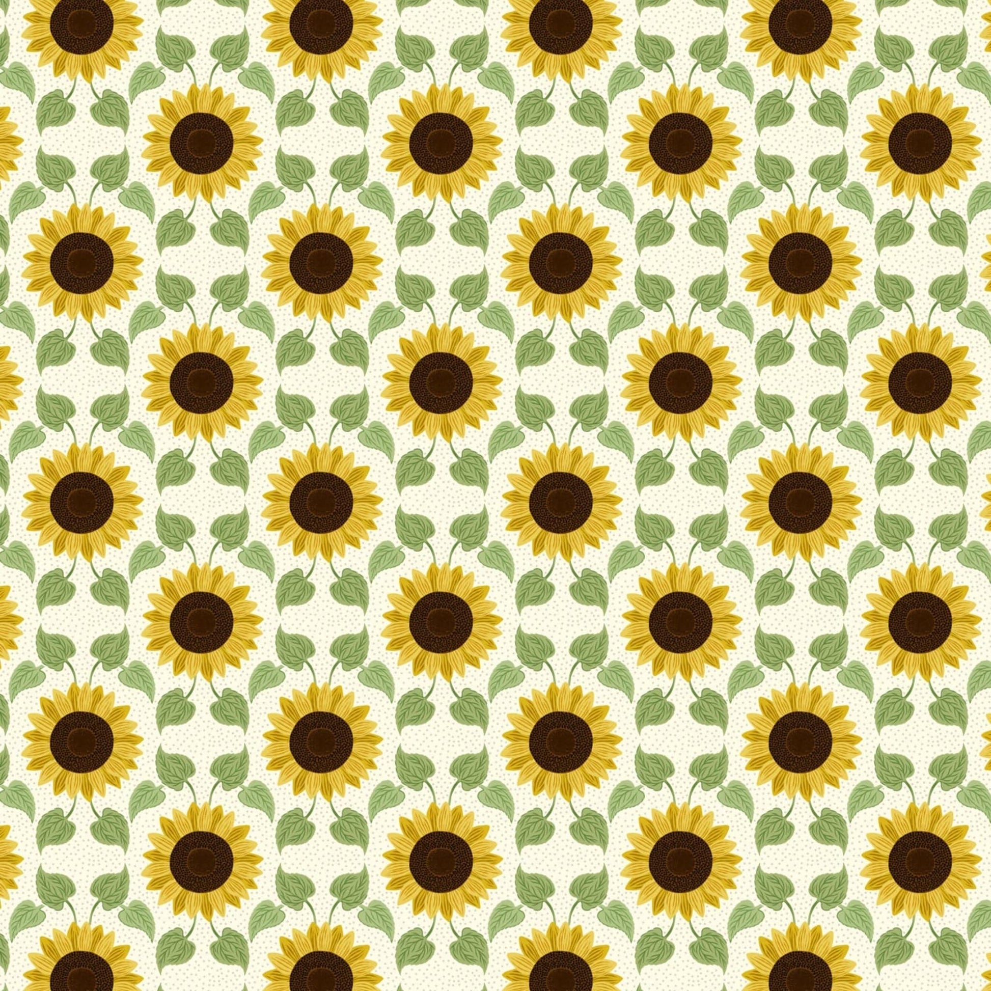 Fabric Beehives and florals on blue cotton - Sunflowers - Lewis & Irene