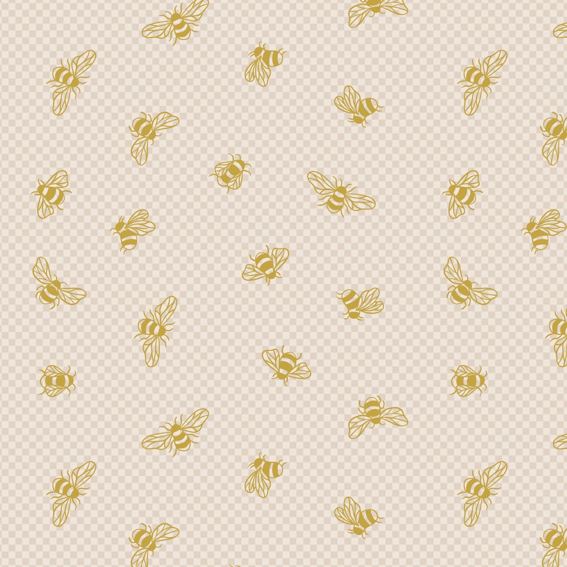 Fabric Bees on cream cotton fabric - Honey Bee by Lewis & Irene A654.1