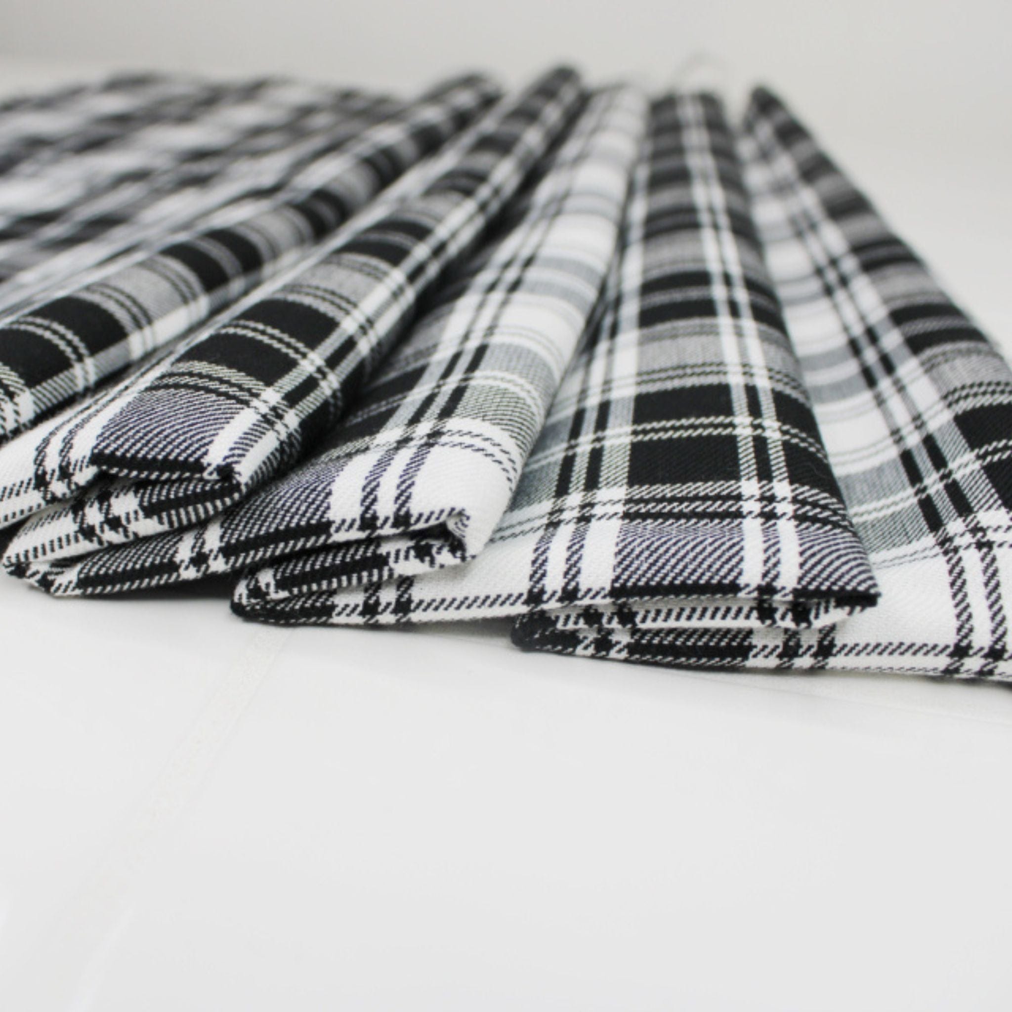 Fabric Black and white polyviscose tartan