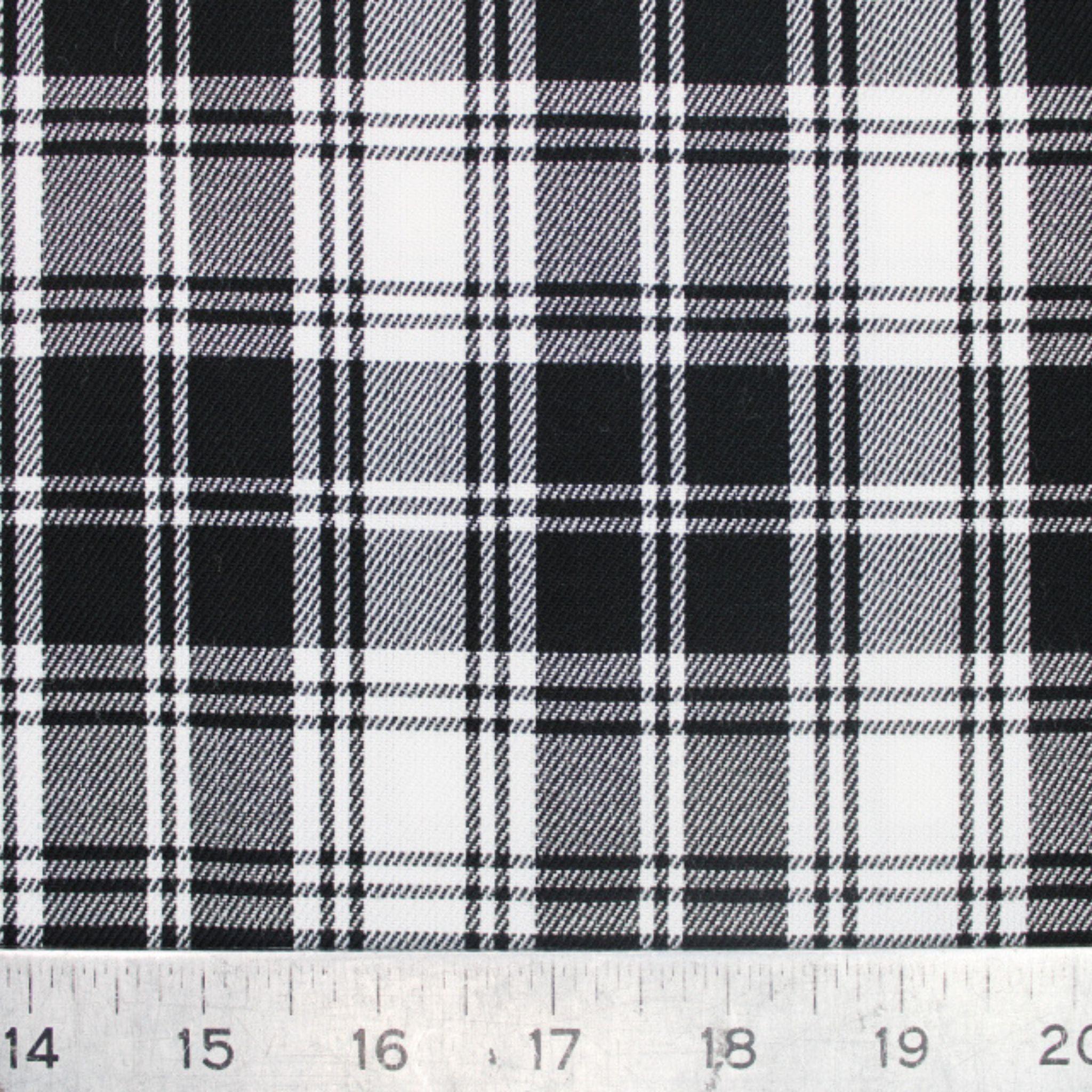 Fabric Black and white polyviscose tartan