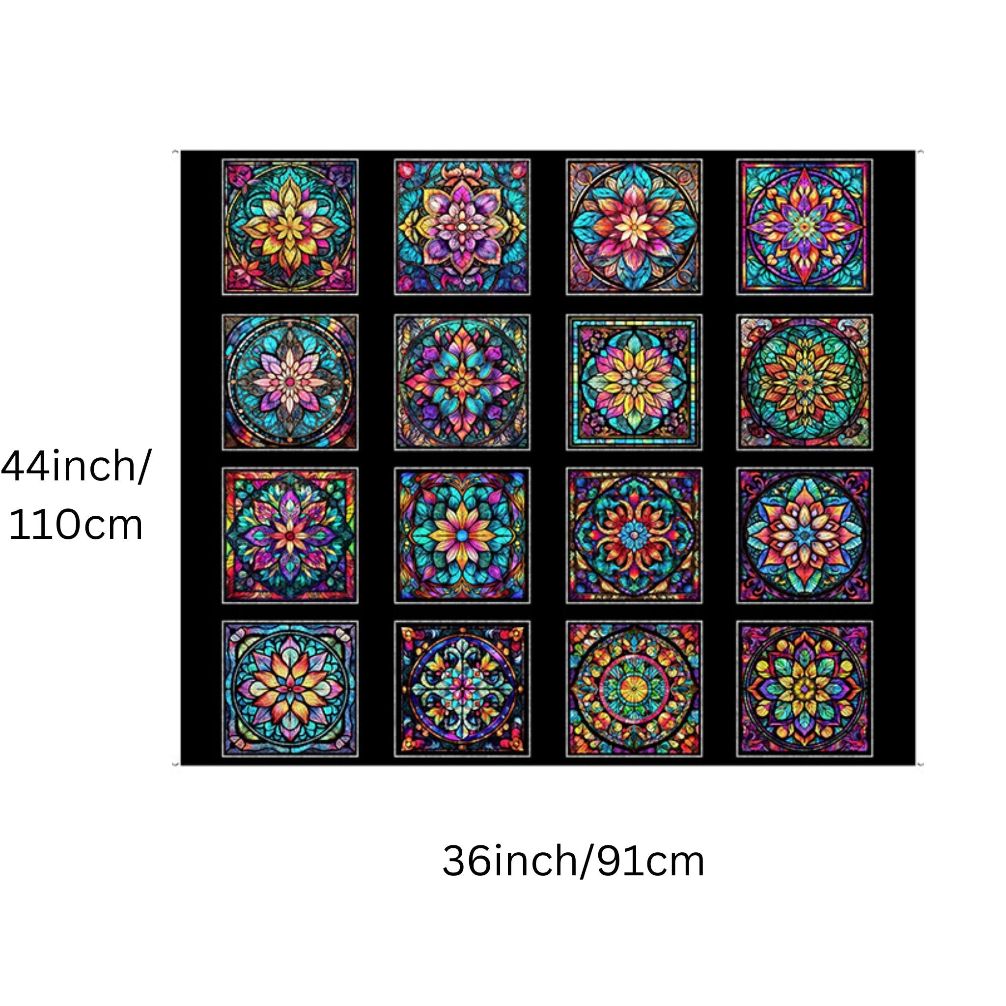 Stained glass patches panel - Radiant Reflections - QT Fabrics - AS30395J