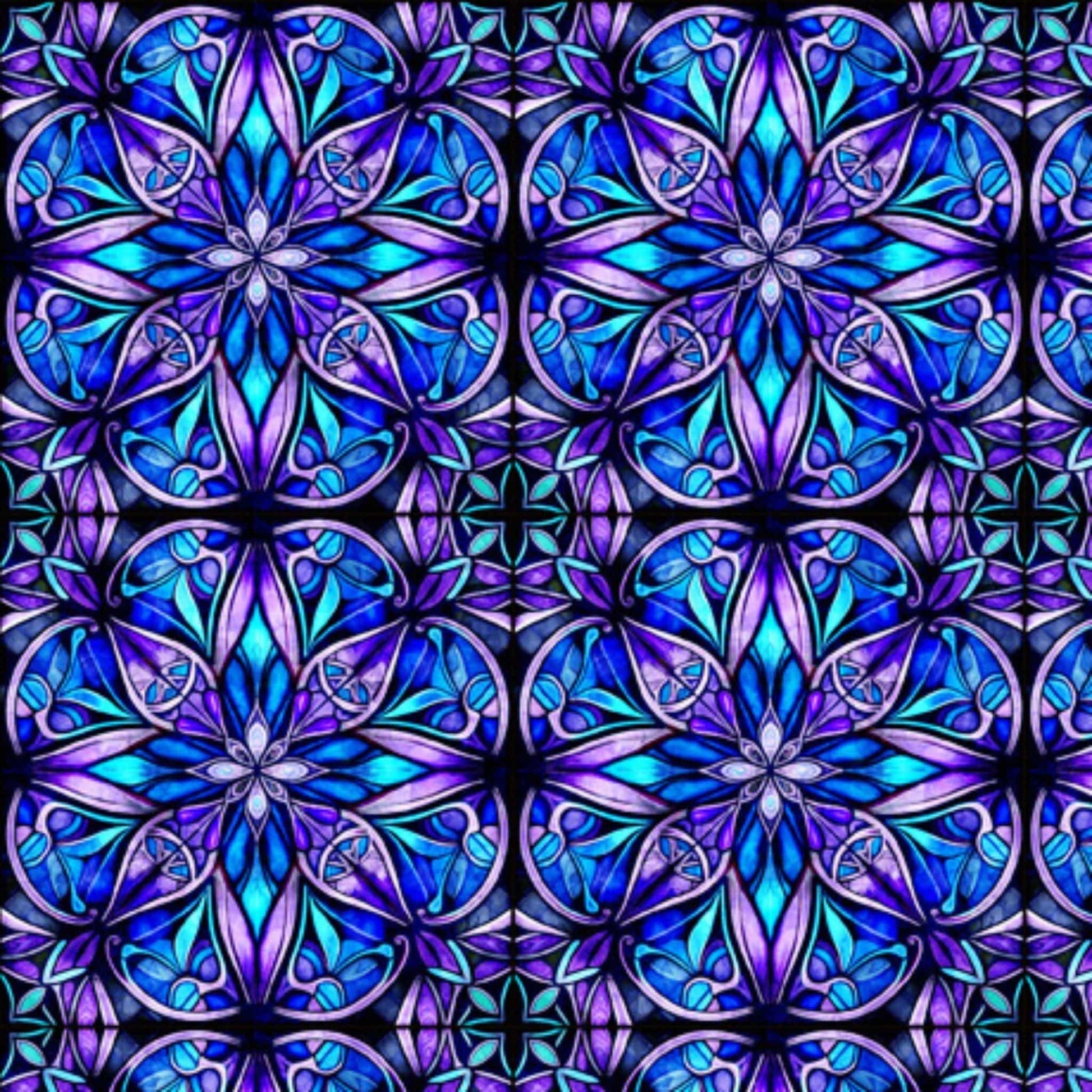 cotton fabric Black stained glass fabric - Radiant Reflections - QT Fabrics - AS30396-J