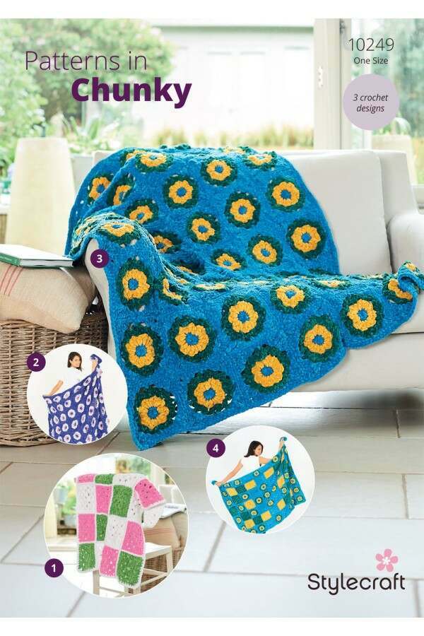 Blankets crochet pattern in chunky - Stylecraft 10249