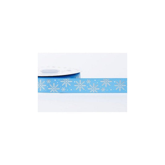 ribbon Blue and Silver snowflake grosgrain ribbon - Reel Chic - RC025-16-01