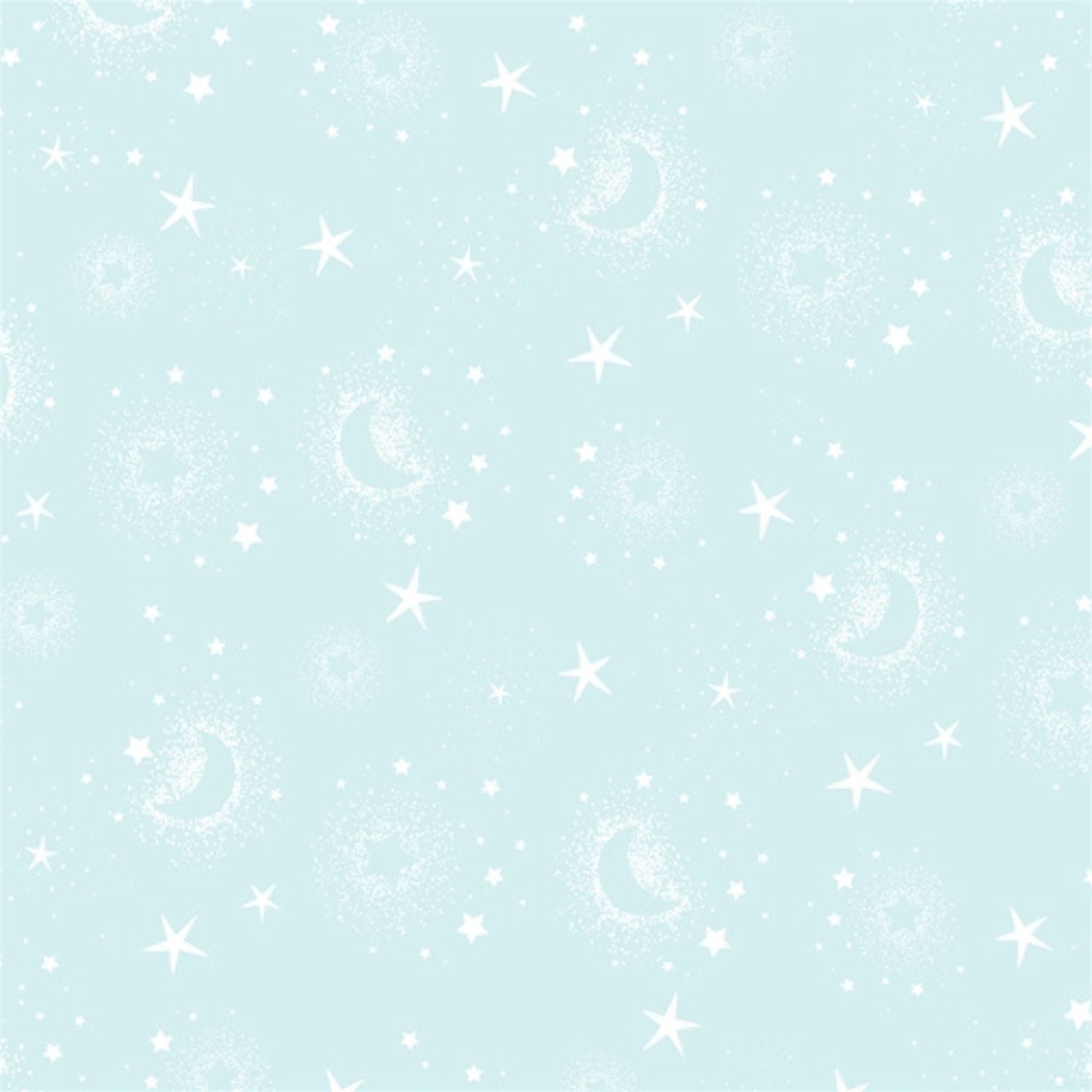 Pale blue cotton fabric with moon and stars - Star Bright by P and B