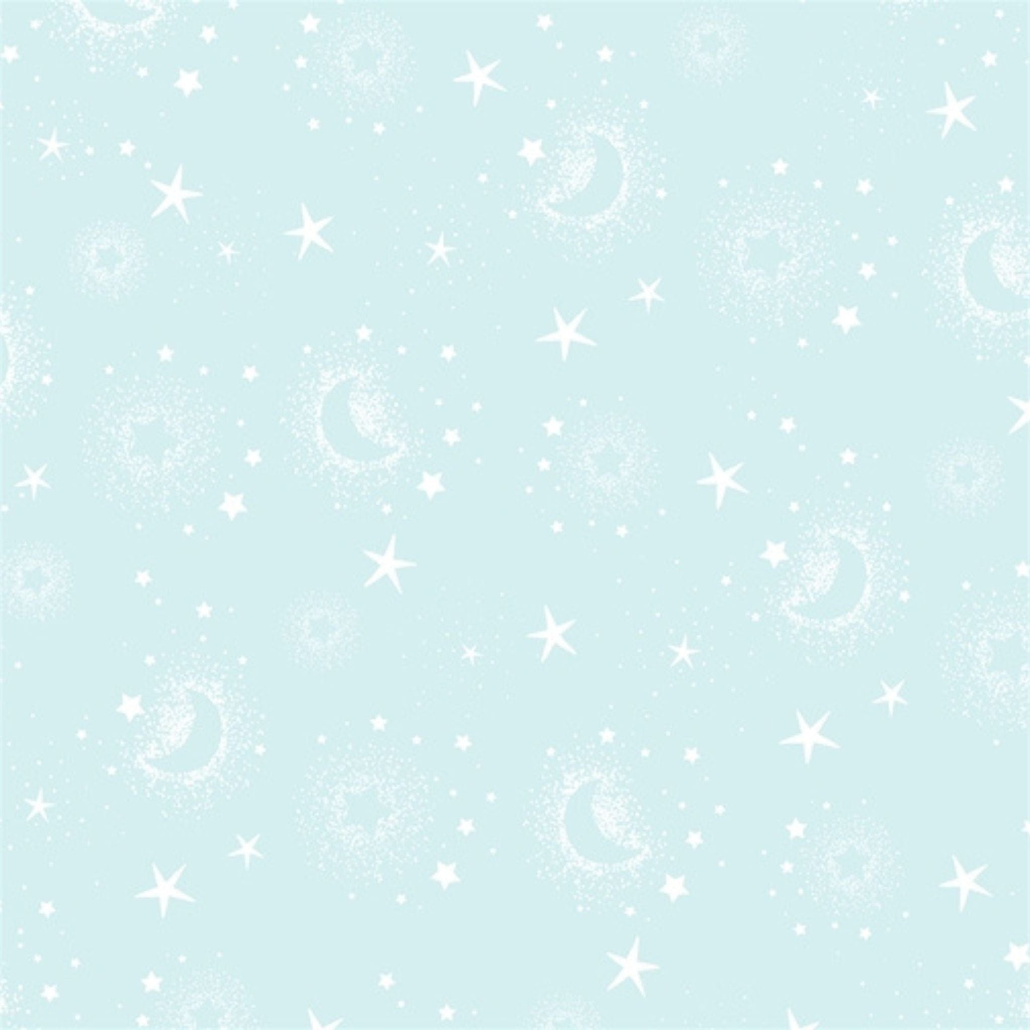 Fabric Blue moon and star nursery cotton fabric - Star Bright by P & B