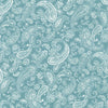 Dusky blue paisley cotton lawn fabric - Petite Lawn - Sevenberry