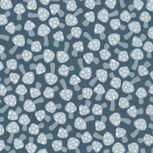 Fabric Blue toadstool on blue cotton fabric - Paintbox by Robert Kaufman