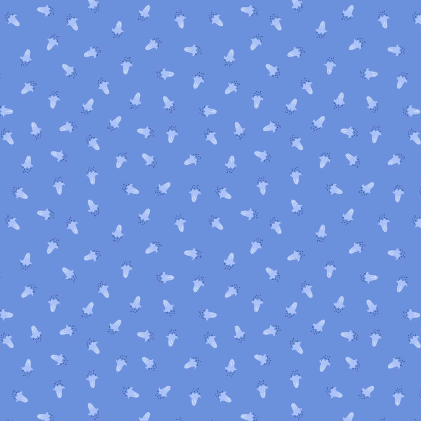 Fabric Bluebells floral on blue cotton fabric - 'Bluebell Wood' Lewis & Irene