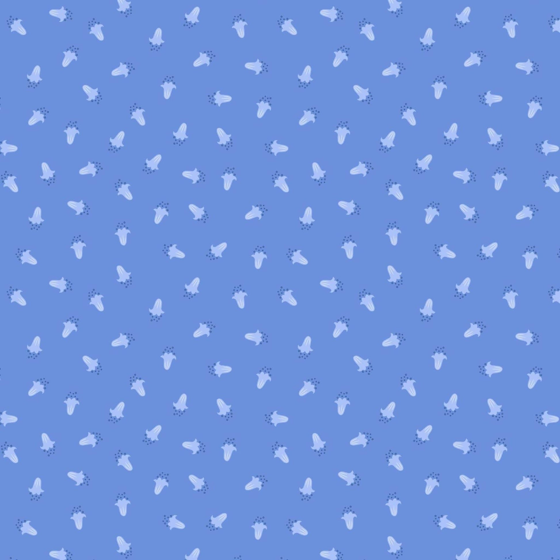 Fabric Bluebells floral on blue cotton fabric - 'Bluebell Wood' Lewis & Irene
