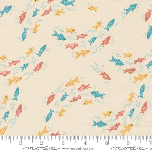 cotton fabric Bright fish swimming - Noahs Ark - Moda