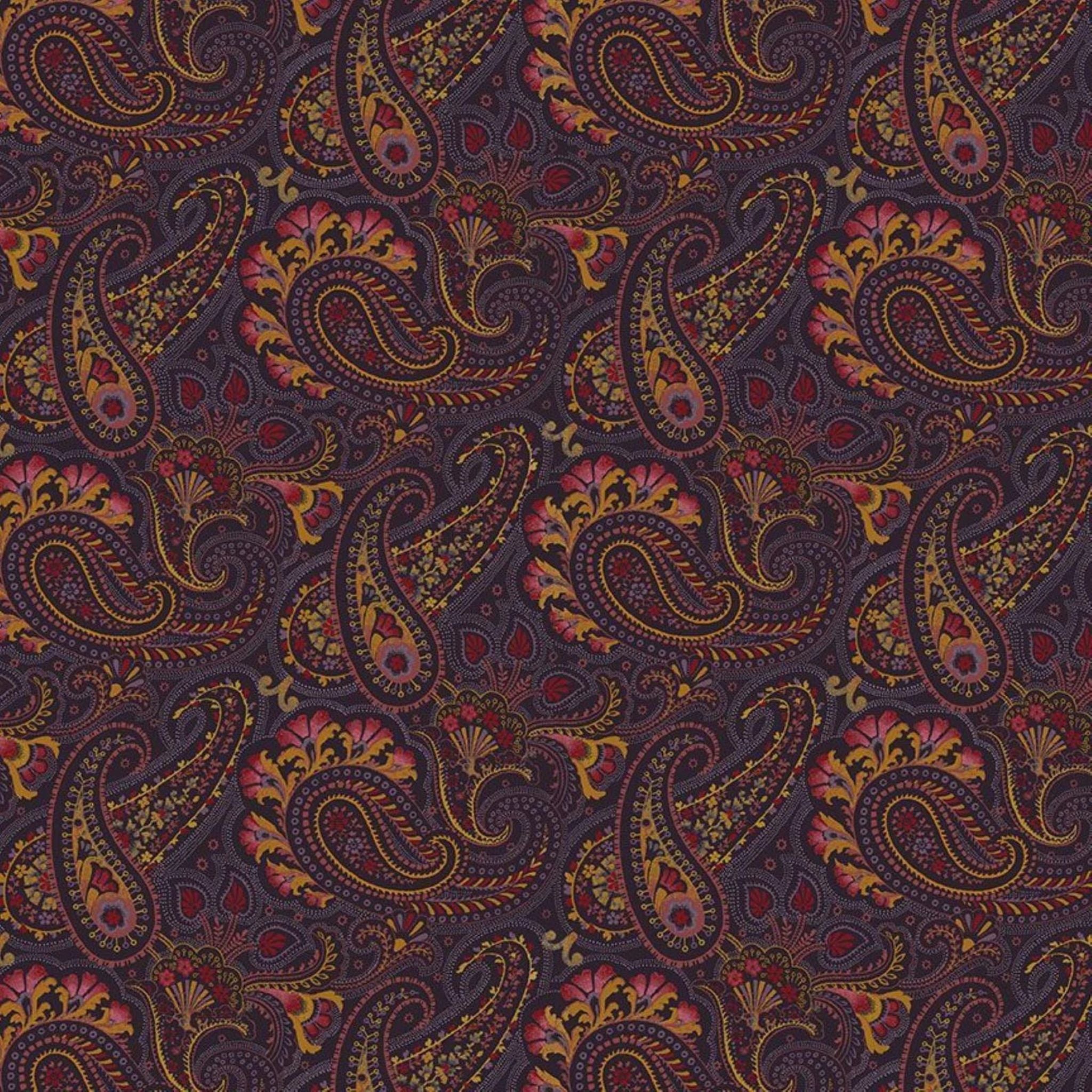 Burgundy fabric with paisley pattern in browns - Laurel by Timeless Treasures