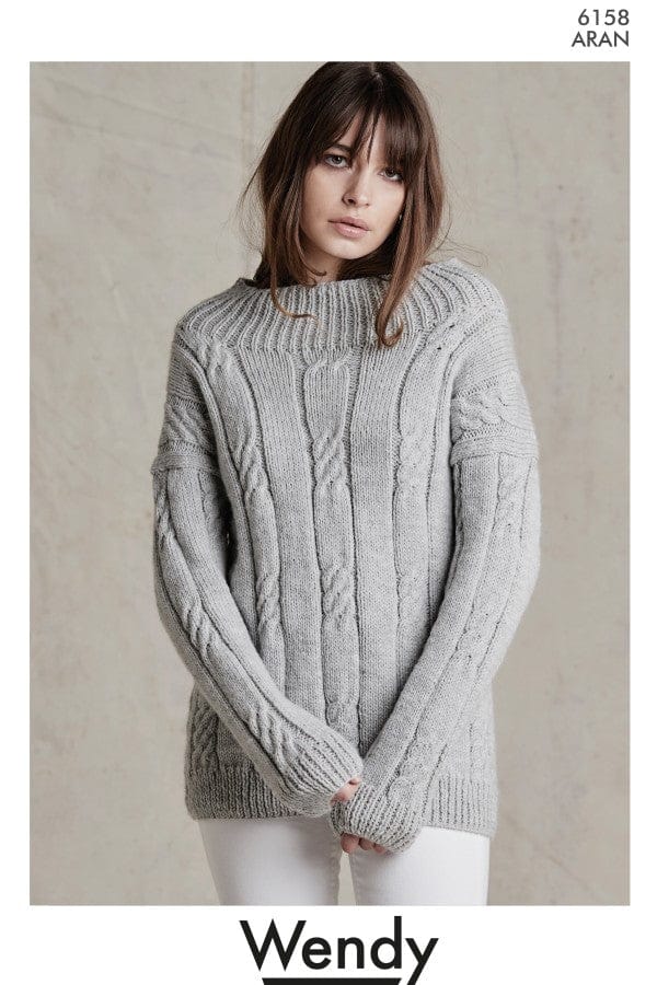 Cable Sweater in Aran - Wendy 6158