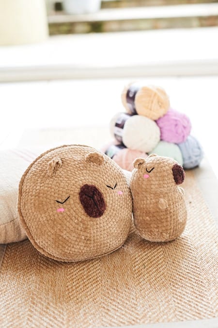Capybara Plushie and Cushion crochet pattern in chunky - Stylecraft 10242