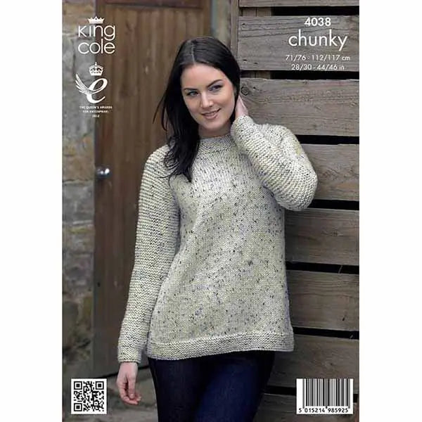 knitting pattern Cardigan and Sweater Knitted in Chunky Tweed - King Cole 4038