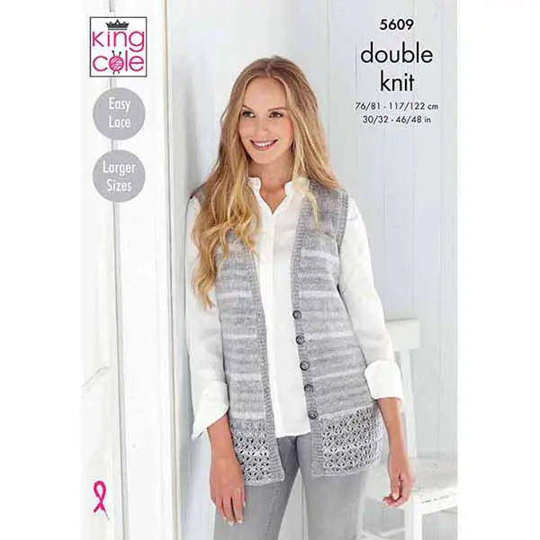 Cardigan and Waistcoat knitting pattern Double Knit - King Cole 5609