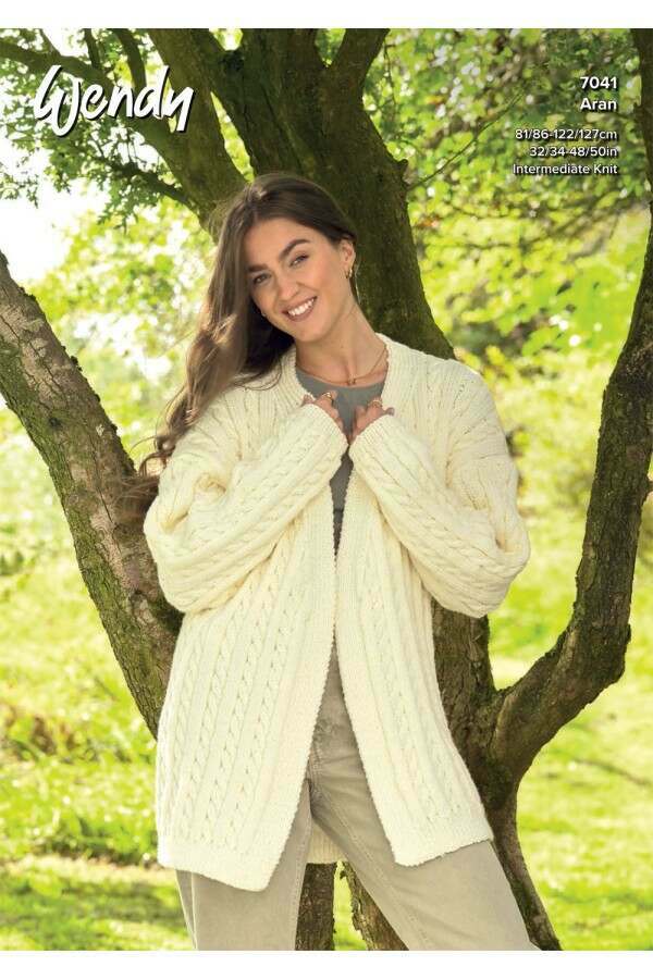 Cardigan knitting pattern in Aran - Wendy 7041