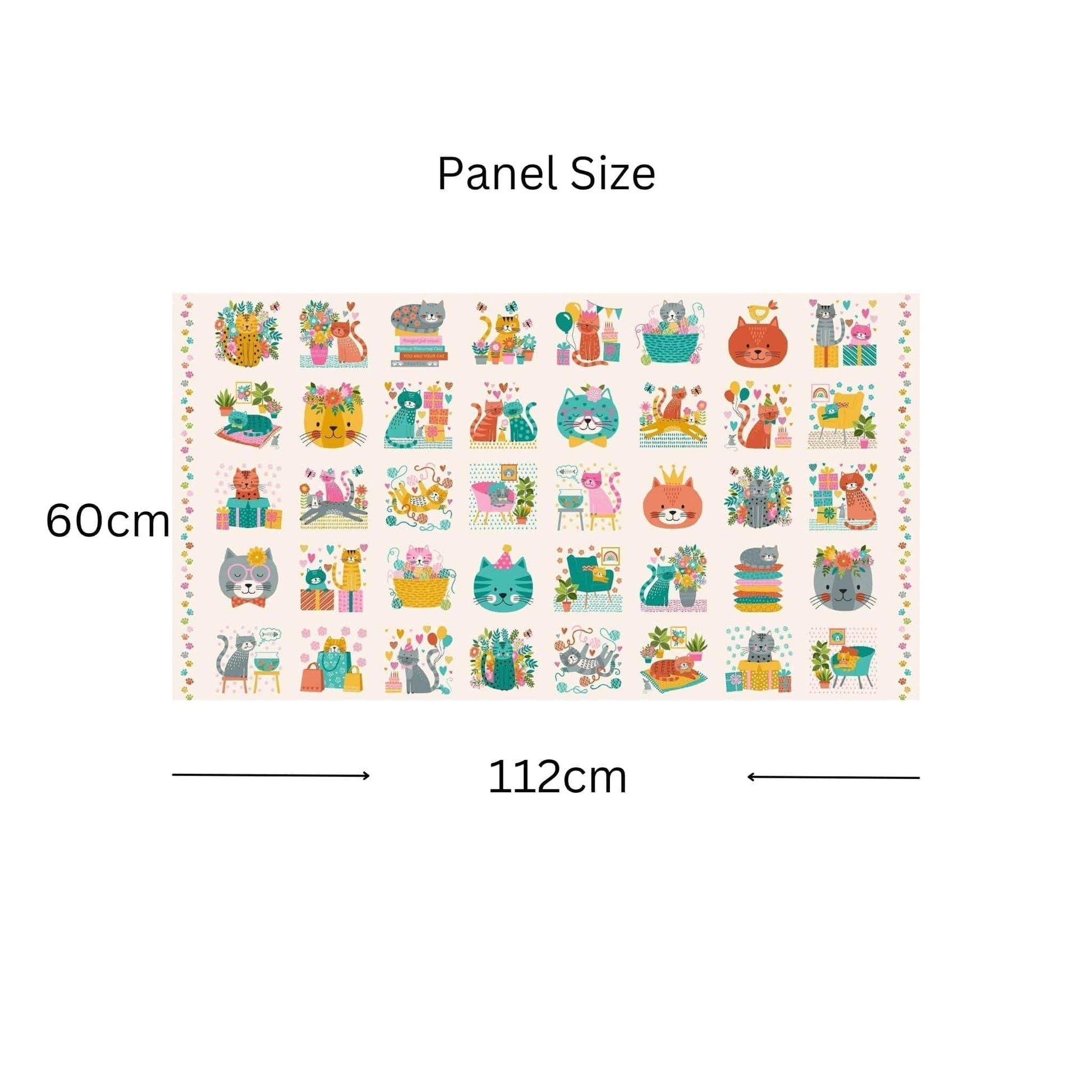 cotton fabric Cats fabric panel cream - Whiskers - Makower