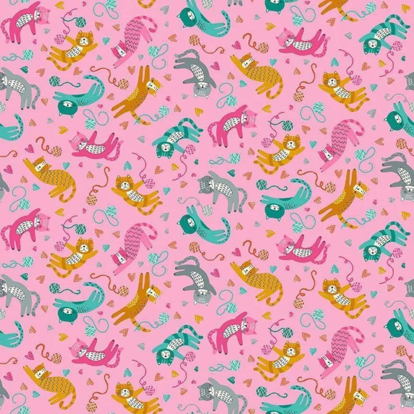 cotton fabric Cats fabric panel cream - Whiskers - Makower