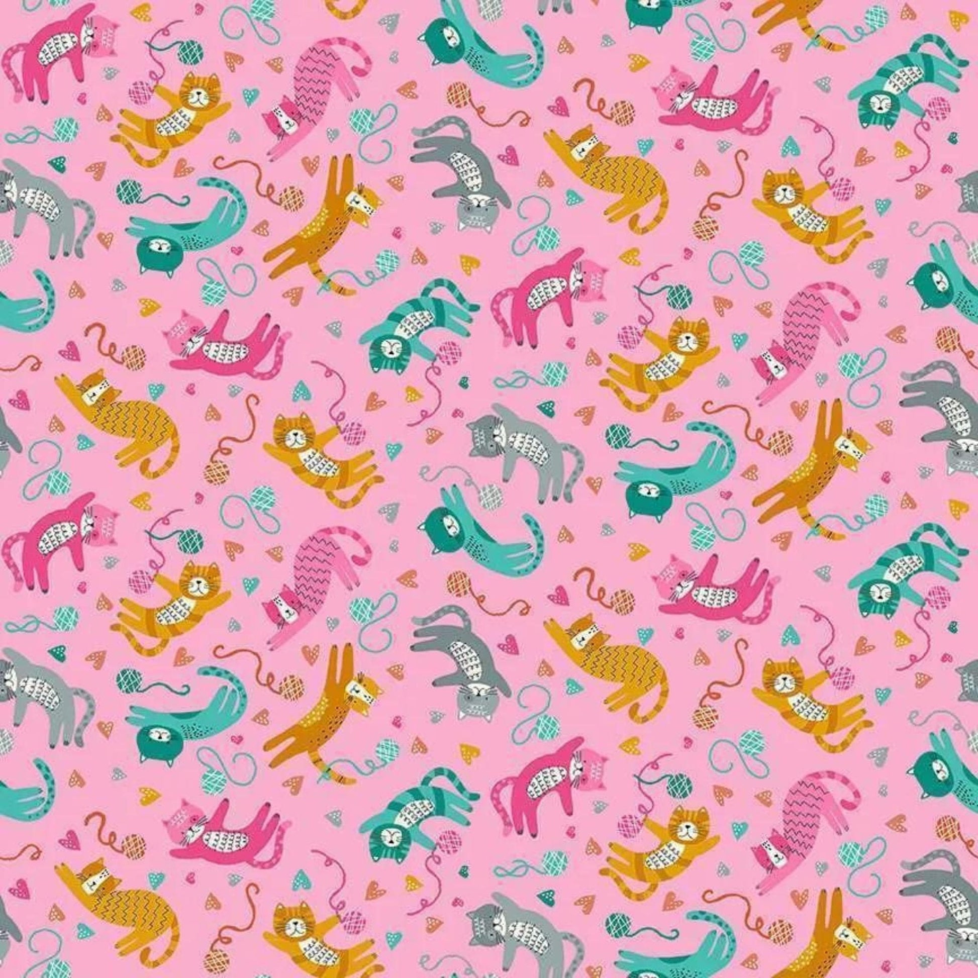 cotton fabric Cats fabric panel cream - Whiskers - Makower