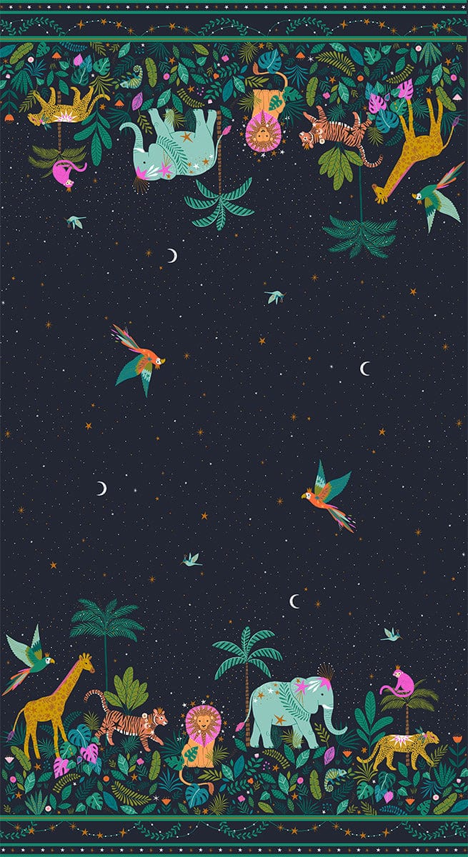 Fabric chameleon on teal cotton - Jungle Luxe - Dashwood Studio