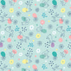 Fabric Chicks Eggs and Bunnies cotton fabric on light blue - 'Spring Treats' Lewis & Irene