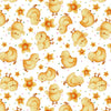 Fabric Chicks on white cotton - Easter Fun - Henry Glass