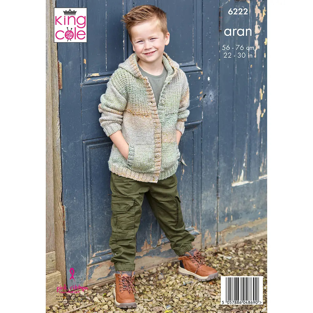 Children's Hoodies knitting pattern aran - King Cole 6222
