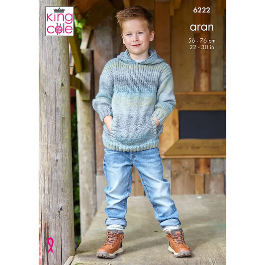 Children's Hoodies knitting pattern aran - King Cole 6222
