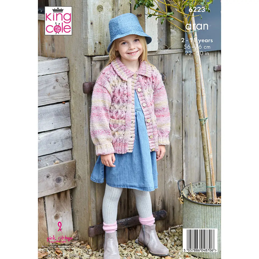 Children's Jackets knitting pattern aran - King Cole 6223