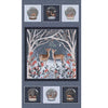 Fabric panel with two deer in the moonlight under mistletoe - Fawn'd of you - P & B Textiles