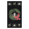 Load image into Gallery viewer, Christmas wreath with birds dn white house on black cotton fabric - Holidays at Home by Moda