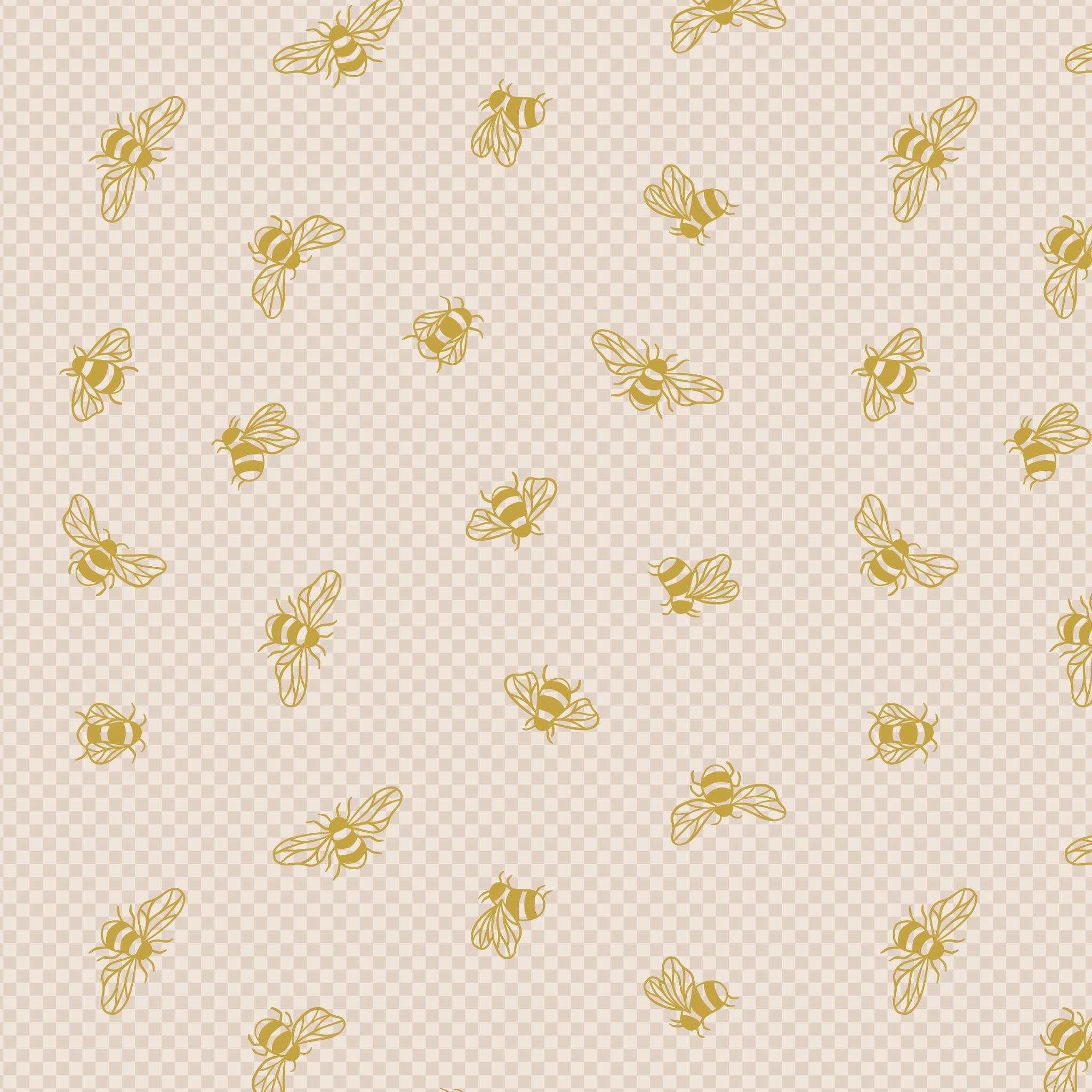 Fabric Clover on natural with gold metallic cotton fabric - Honey Bee by Lewis & Irene A653.1