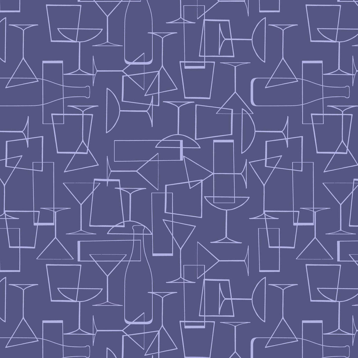 Fabric Cocktails and glasses cotton patchwork fabric Lewis & Irene
