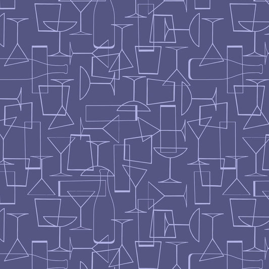 Fabric Cocktails and glasses cotton patchwork fabric Lewis & Irene