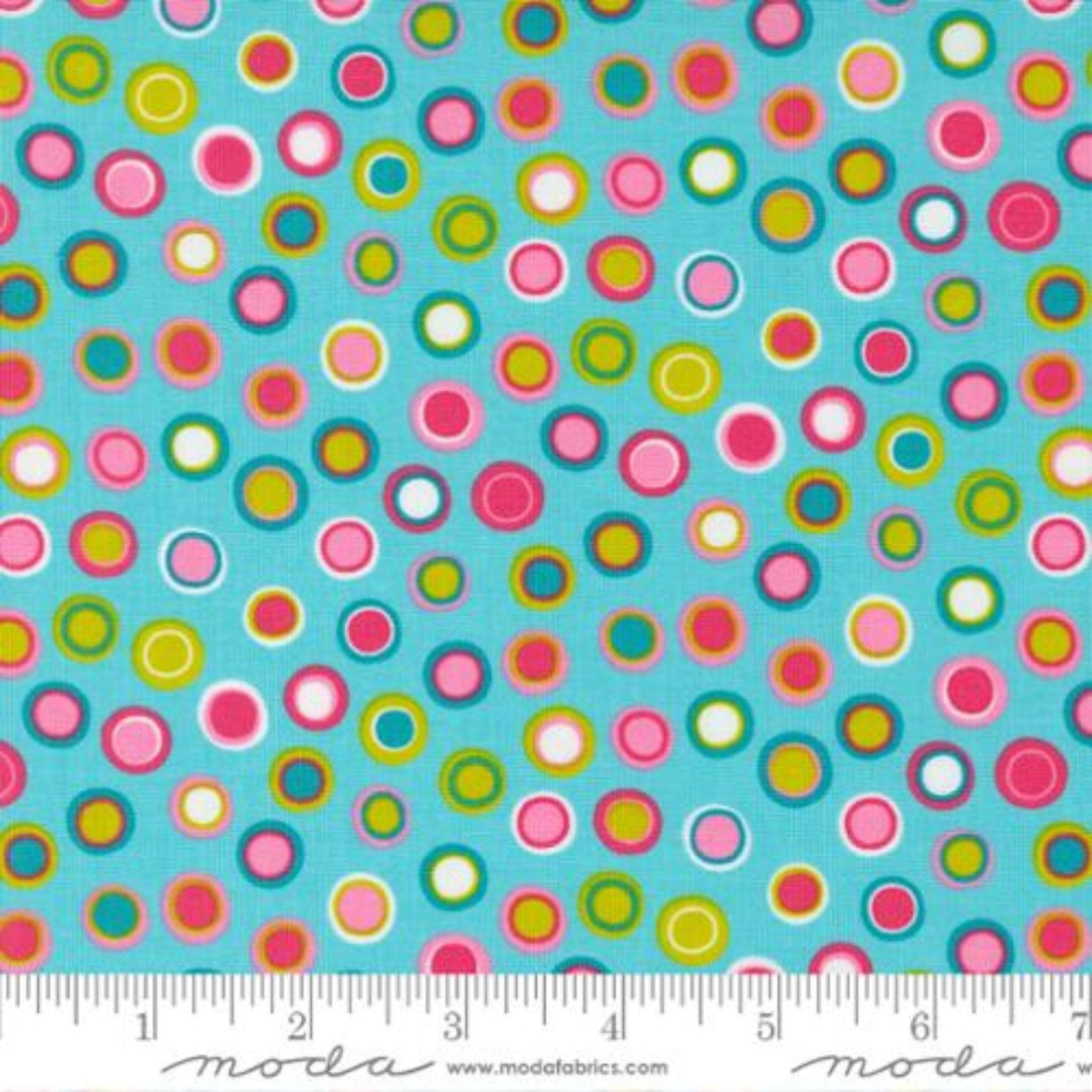 cotton fabric Colourful flowers on white - Sweet and Plenty - Moda Fabrics