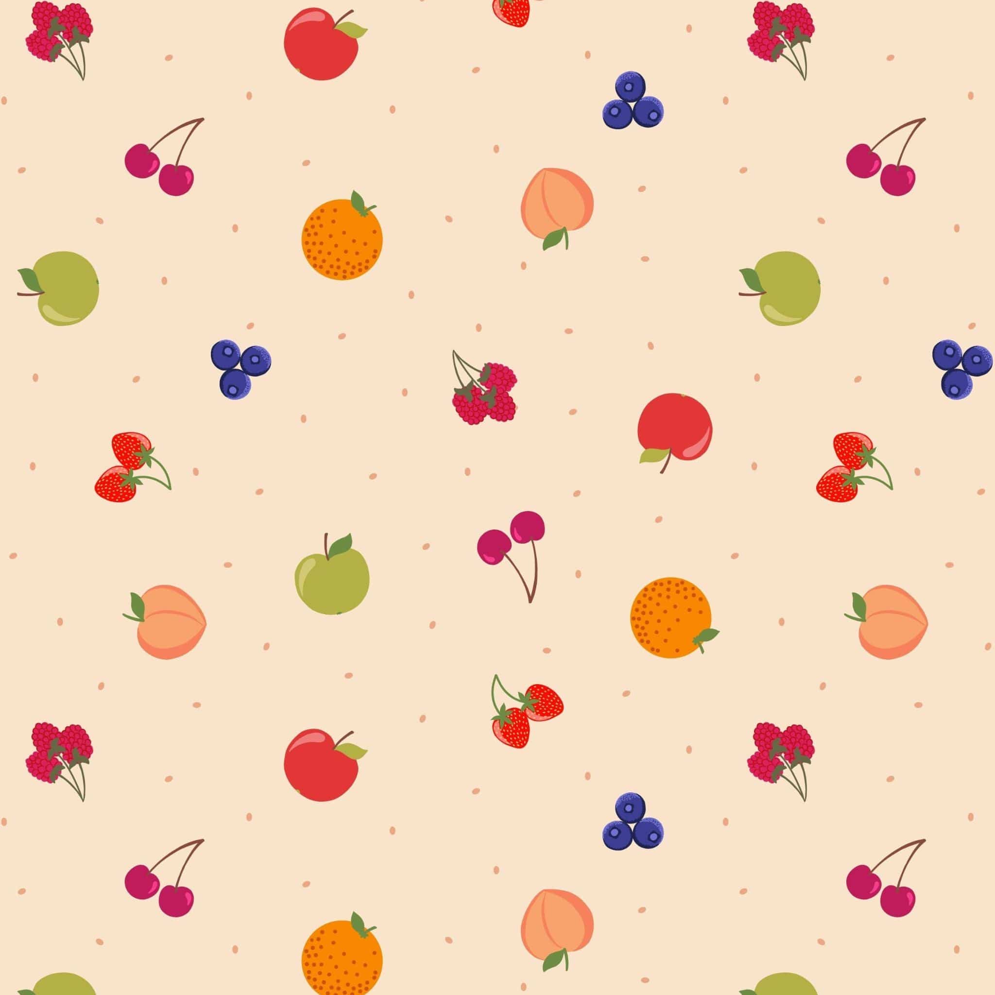Fabric Colourful fruit on dark cream cotton 'Small Things...Sweet'-Lewis & Irene