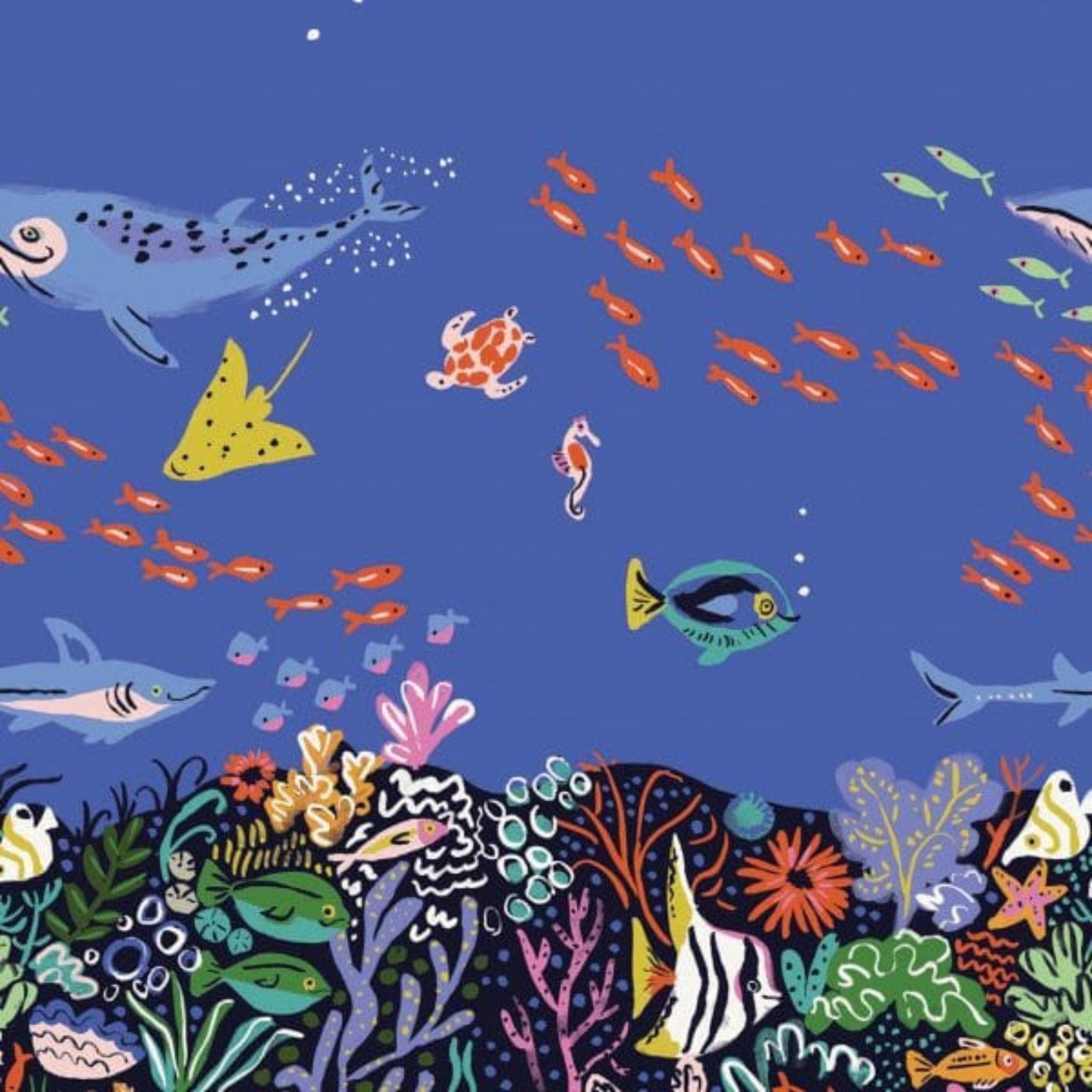 Fabric Coral reef double border print - Aquatic Paradise - Dashwood Studio