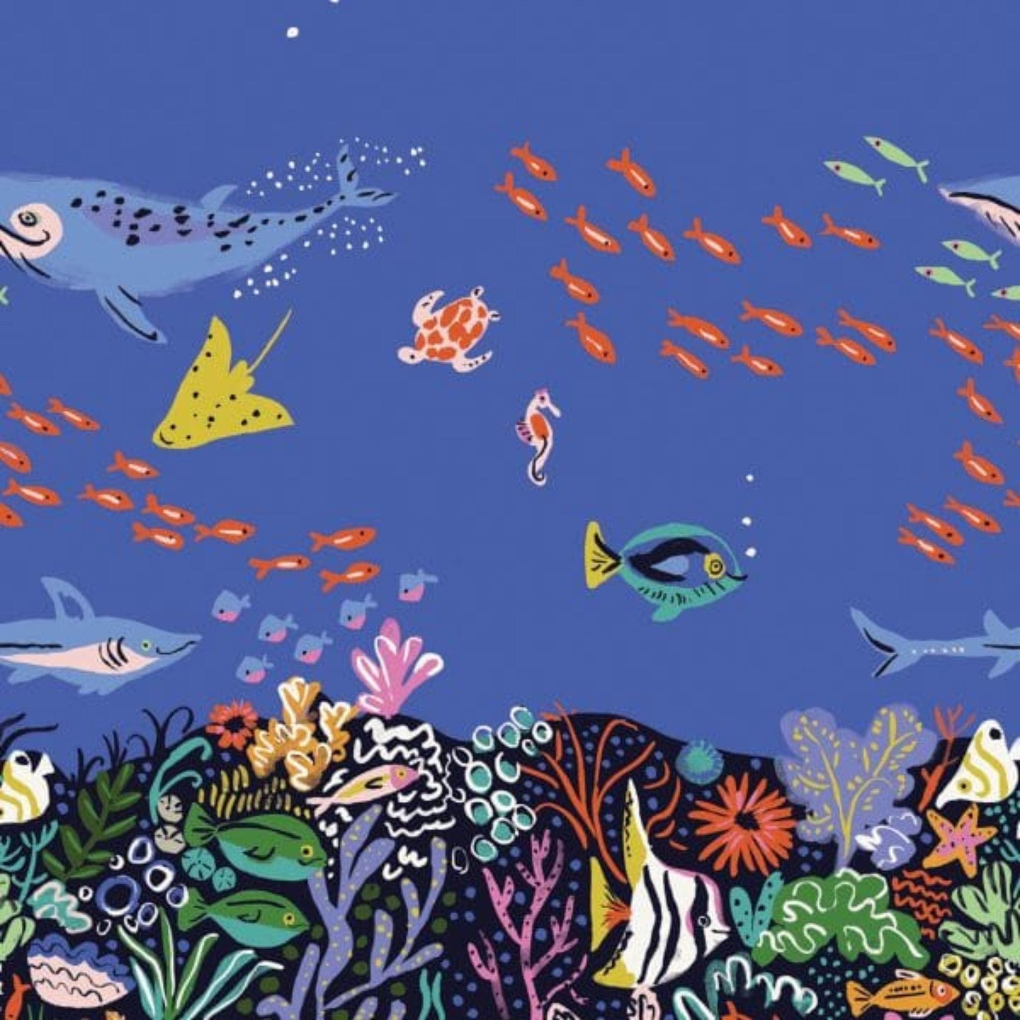 Coral reef double border print - Aquatic Paradise - Dashwood Studio