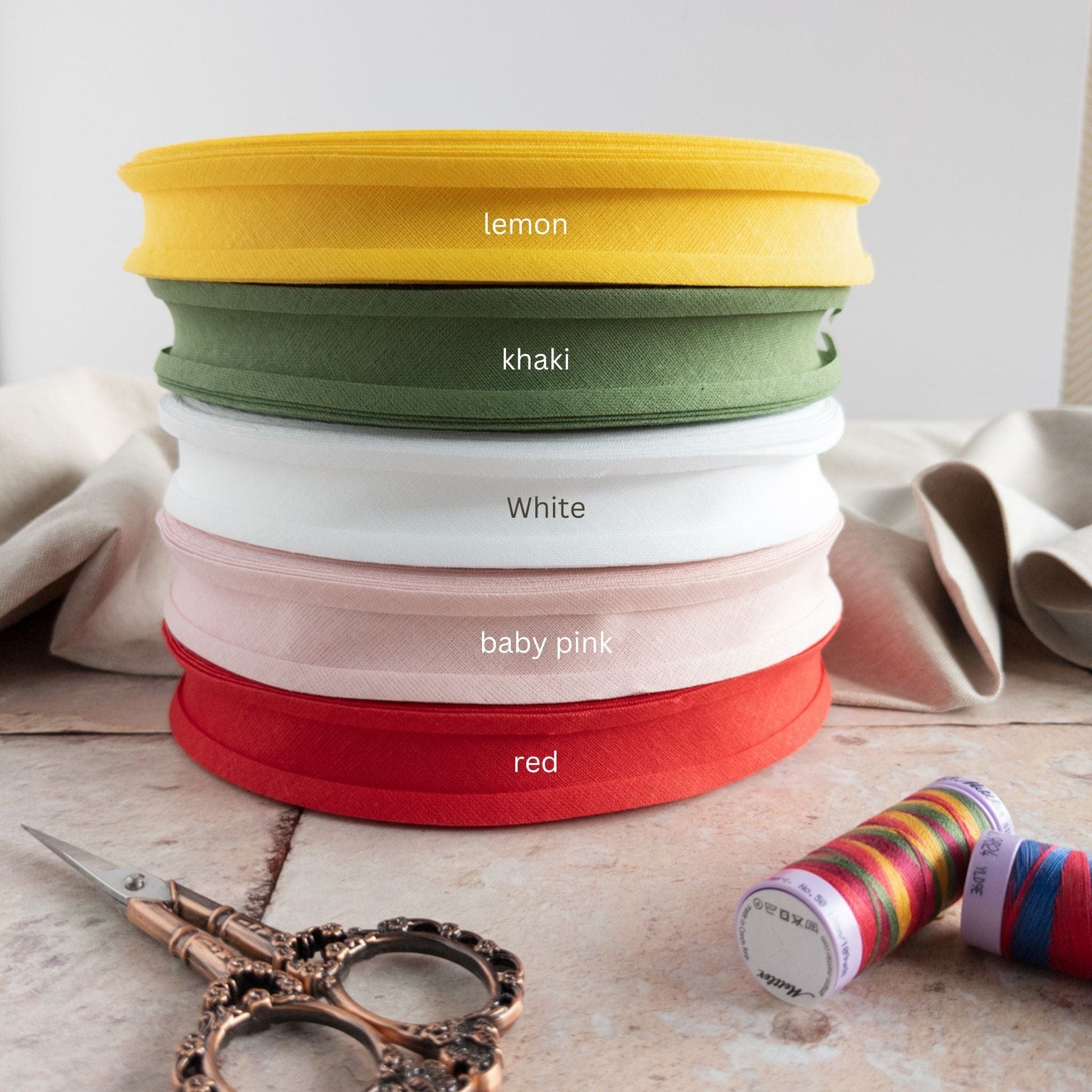 bias binding Cotton double folded bias binding - 5/8 inch/16mm - sold by the metre