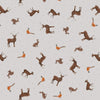 cotton fabric Country animals on light grey - Countryside - Lewis & Irene SM65.2