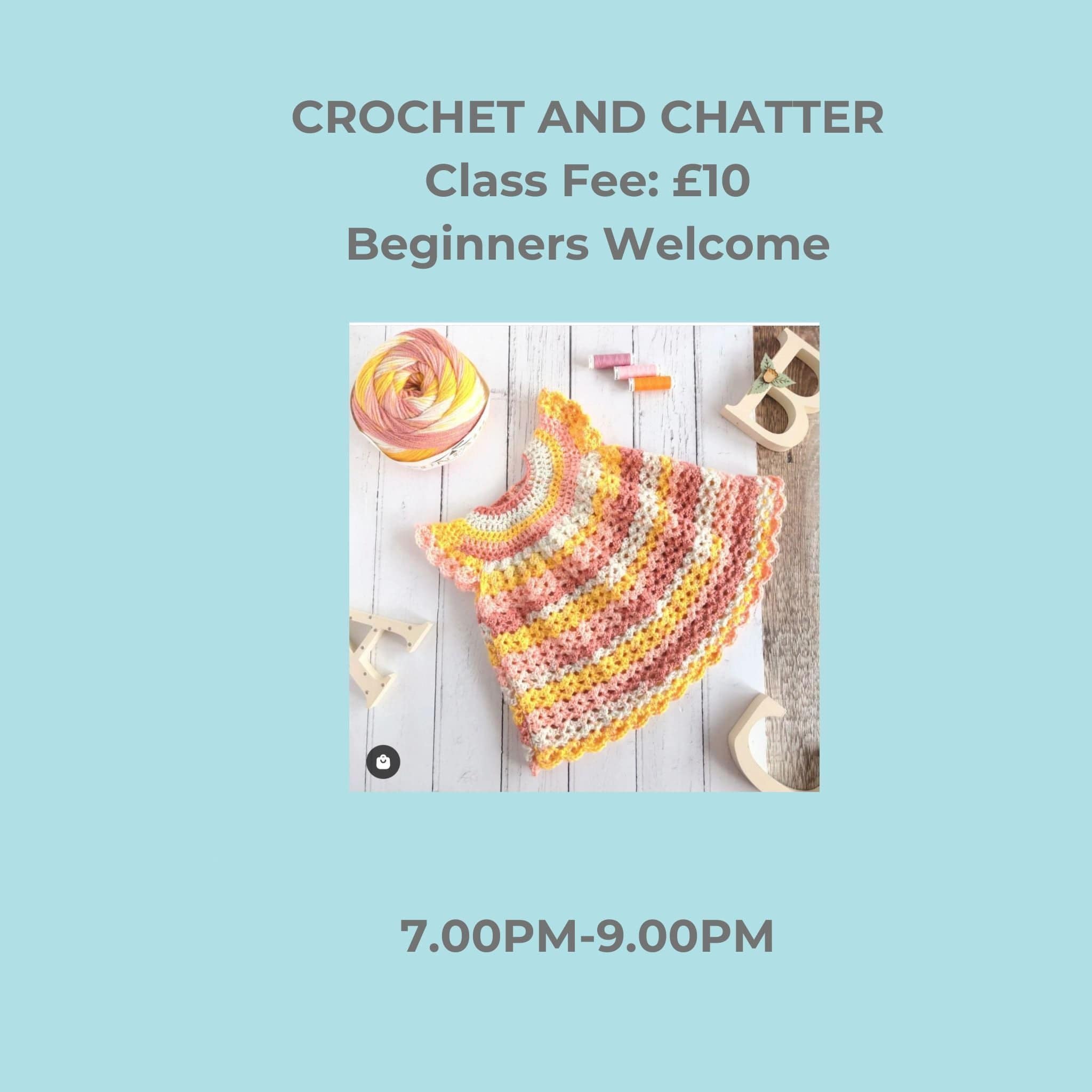 crochet workshop Crochet and Chatter - Tuesday 19th November 2024 - 7.00pm-9.00pm