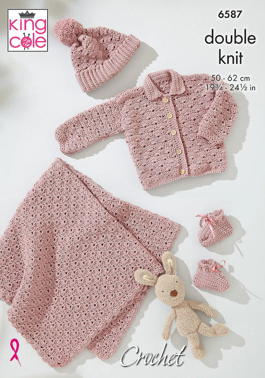 Crochet layette DK pattern - King Cole 6587
