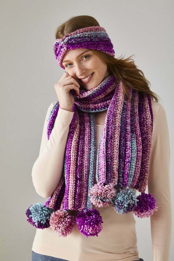 Crochet poncho, scarf and hat pattern - King Cole 6297