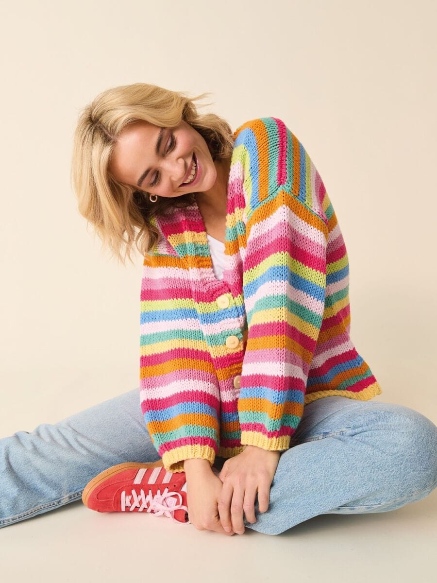 knitting-pattern Cult stripe cardigan knitting pattern in SIRDAR STORIES CHUNKY - Sirdar 10877