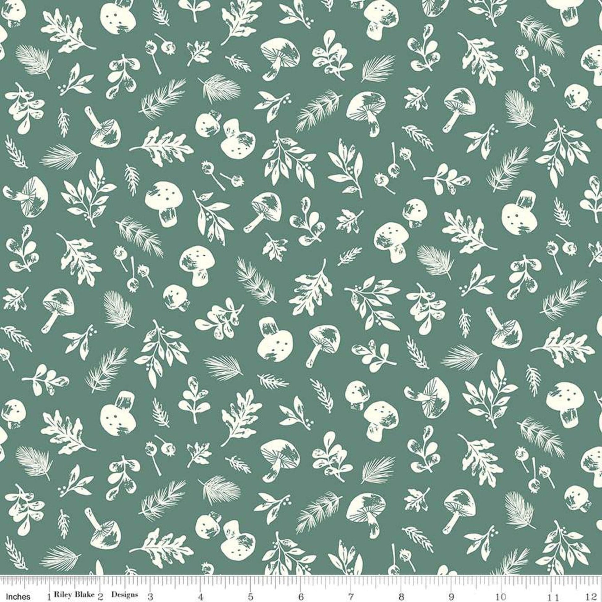 Fabric Deer on red damask cotton fabric - Yuletide Forest - Riley Blake