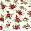 Fabric Deer on red damask cotton fabric - Yuletide Forest - Riley Blake