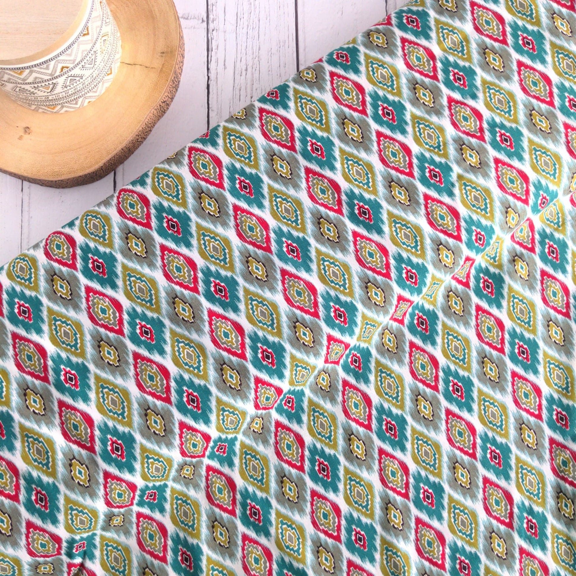 fabric Diamond geometric shapes on ananda viscose fabric