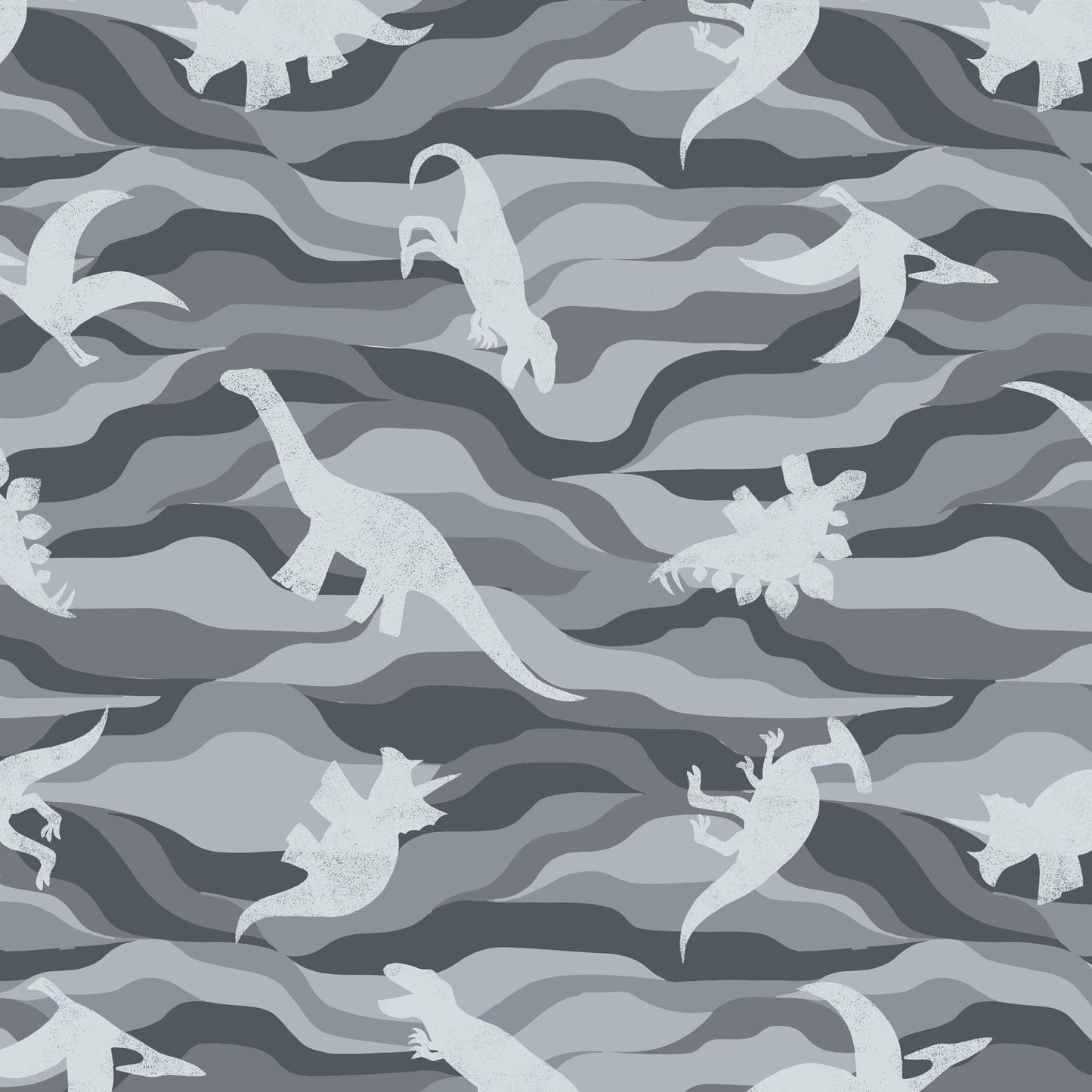 Fabric Dinosaurs Jurassic on grey quilting cotton fabric - A305.3 Lewis & Irene